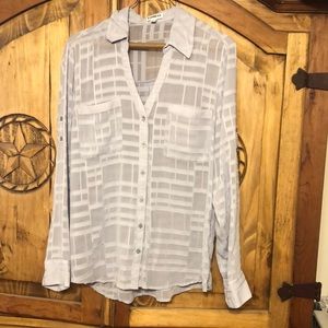 Sheer grey women’s L blouse.